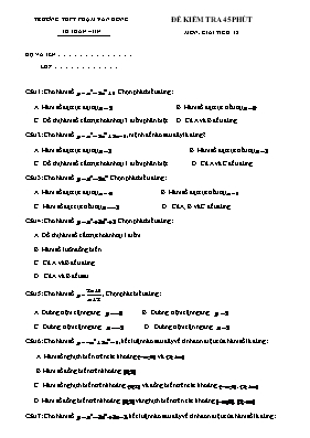 Đề kiểm tra 45 phút môn Giải tích lớp 12